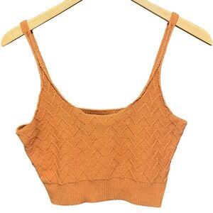Charlie Holiday Knit Cropped Tank Top Sleeveless‎ Casual Orange Chevron Size 6